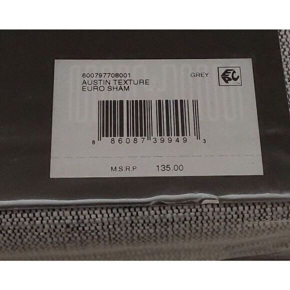 Ralph Lauren AUSTIN TEXTURE 100% Cotton GREY European Euro Pillow Sham $135 - Picture 11 of 12